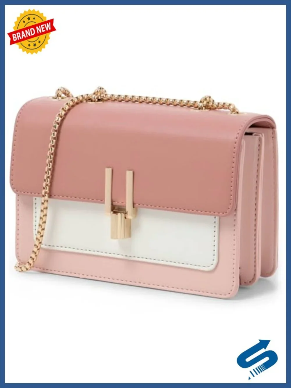 Color-Block Faux Leather Crossbody Bag Satchel Shoulder Purse